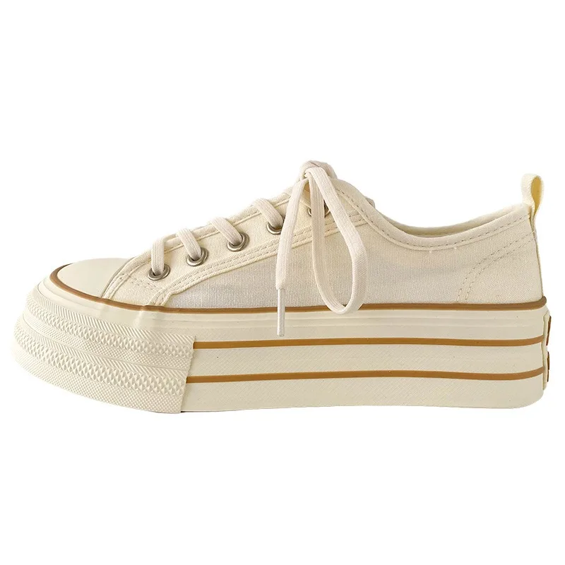 

Summer Breathable Sneakers Low Cut Canvas Shoes Women's New Korean Style Student Thick Bottom Heightening Casual Board Shoes