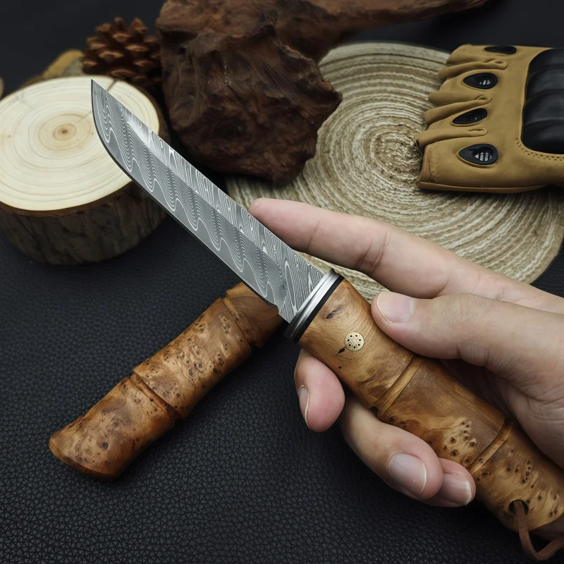 High Hardness VG10 Damascus Blade Shadow Wood Handles Portable Knife Survival Outdoor Wilderness Camping Pocket EDC Tools