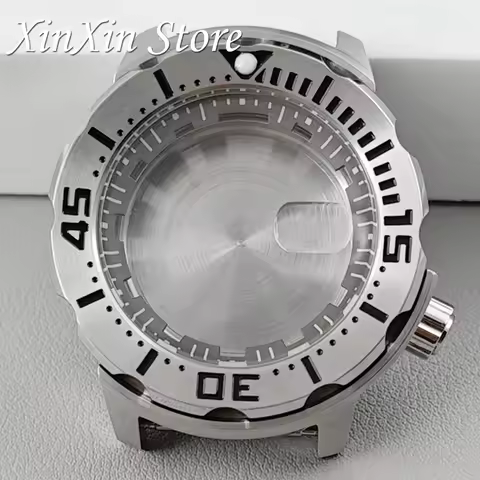 Grey ring 43mm S Crown Stainless Steel Silver Watch Case Monster Case 3.8 Screw Crown For NH34 NH35 NH36 NH38 NH70 4R35 Movement