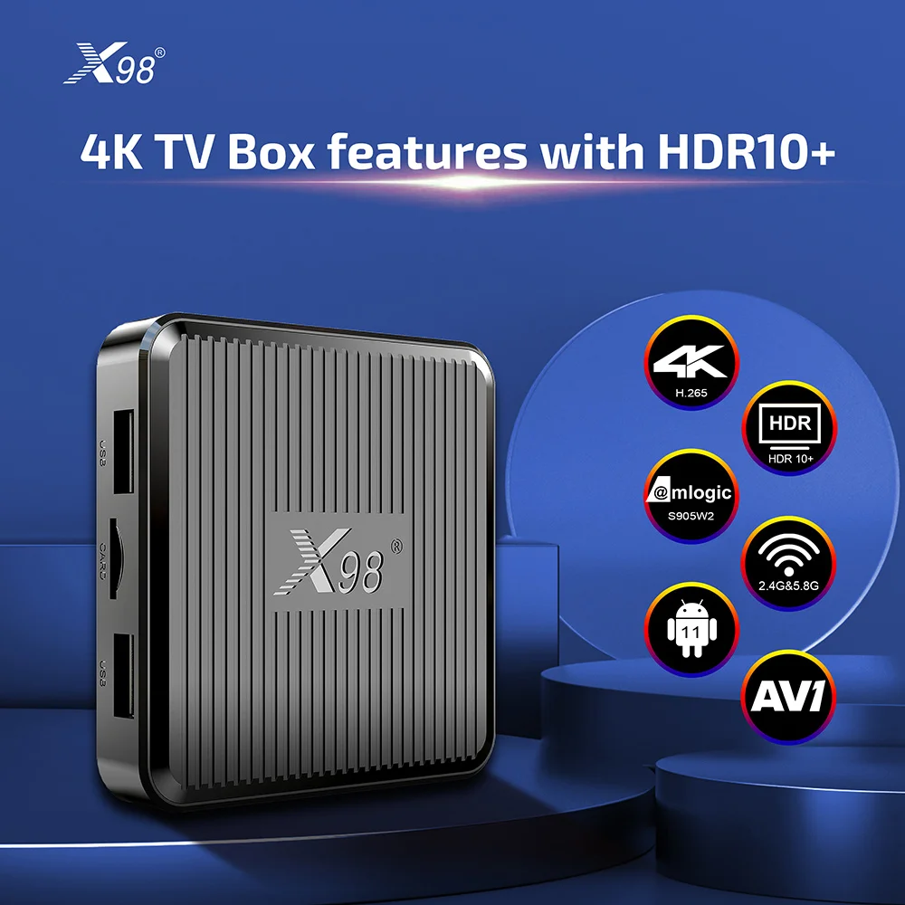 Dispositivo de TV inteligente X98Q, decodificador con Android 11, Amlogic S905W2, 2GB, 16GB, compatible con H.265, AV1, Wifi, HDR 10, reproductor multimedia de Youtube, X98 Q, 1GB, 8GB