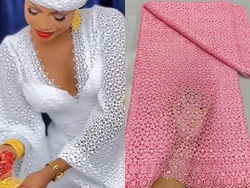 Latest Original African Guipure Lace Fabric 2024 High Quality Nigerian Water Solubl Lace Fabric For Women Prom Celebration Dress