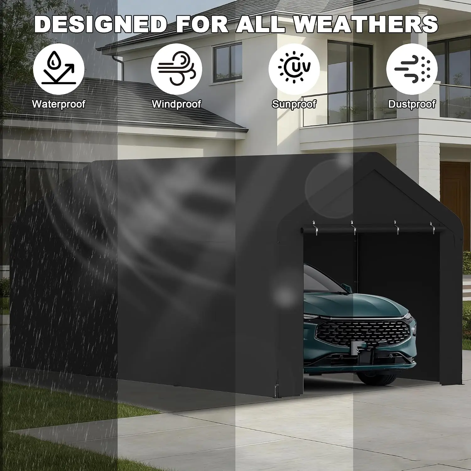 Carport 10 x 20 FT Heavy Duty, Portable Garage Canopy Tent(Black)