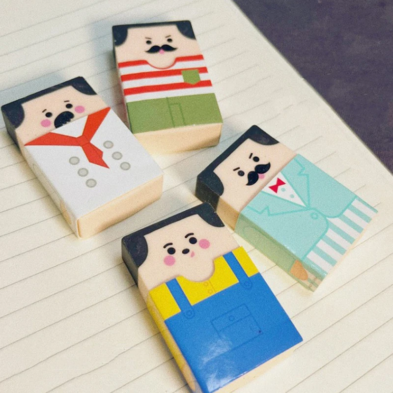 1Pc Creative Baldness Old Man Eraser Pencil Eraser Student Stationery School Office Supplies for Kids and Students