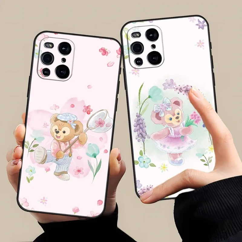 Disney Duffy Gelatoni Phone Case For OPPO A16 A54 A57 A74 A54 A97 A53 Find X3 X2 X5 RENO 8 6 7 4 Pro Plus Black Cover