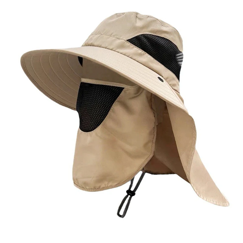 Summer Sun Hats UV Protection Outdoor Hunting Fishing Cap For Men Women Hiking Camping Visor Bucket Hat Neck Flap Fisherman Hat