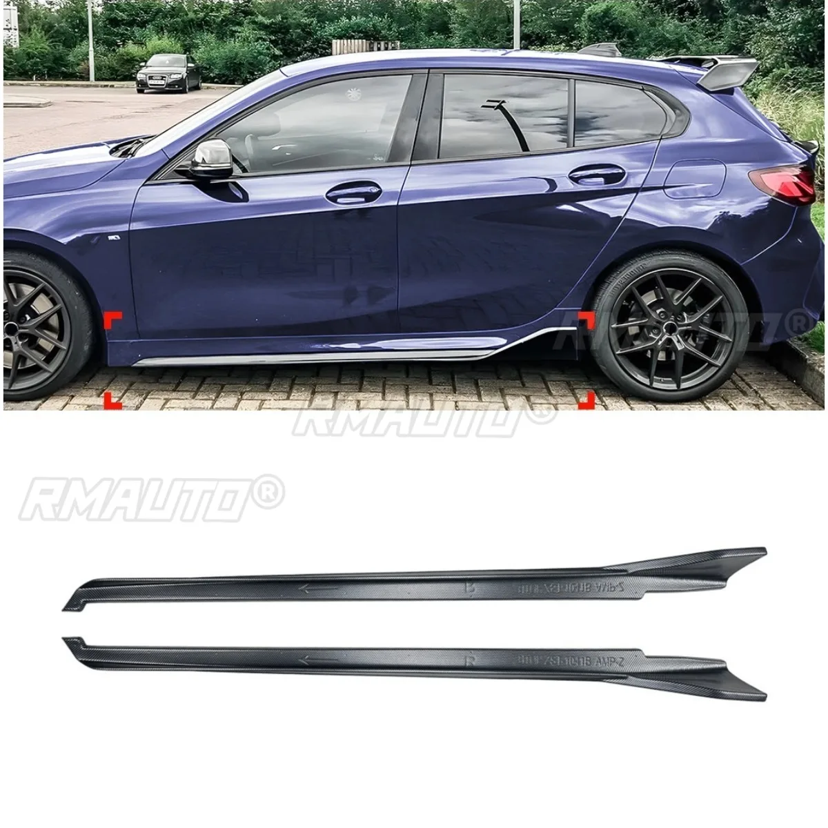 لسيارات BMW 1 Series F40 CarCar تنورة جانبية تنورة الشفاه مجموعة أدوات حماية سبويلر لسيارات BMW 1 Series F40 M Sport 2019-2024 ملحقات السيارة