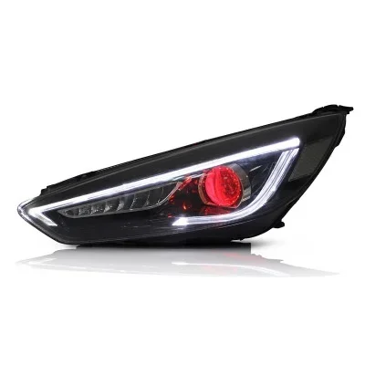 Car LED Head Lamp Fit For Ford Focus 2015-2018 Head light with moving turn signal Dual Beam Lens/Demon Eye