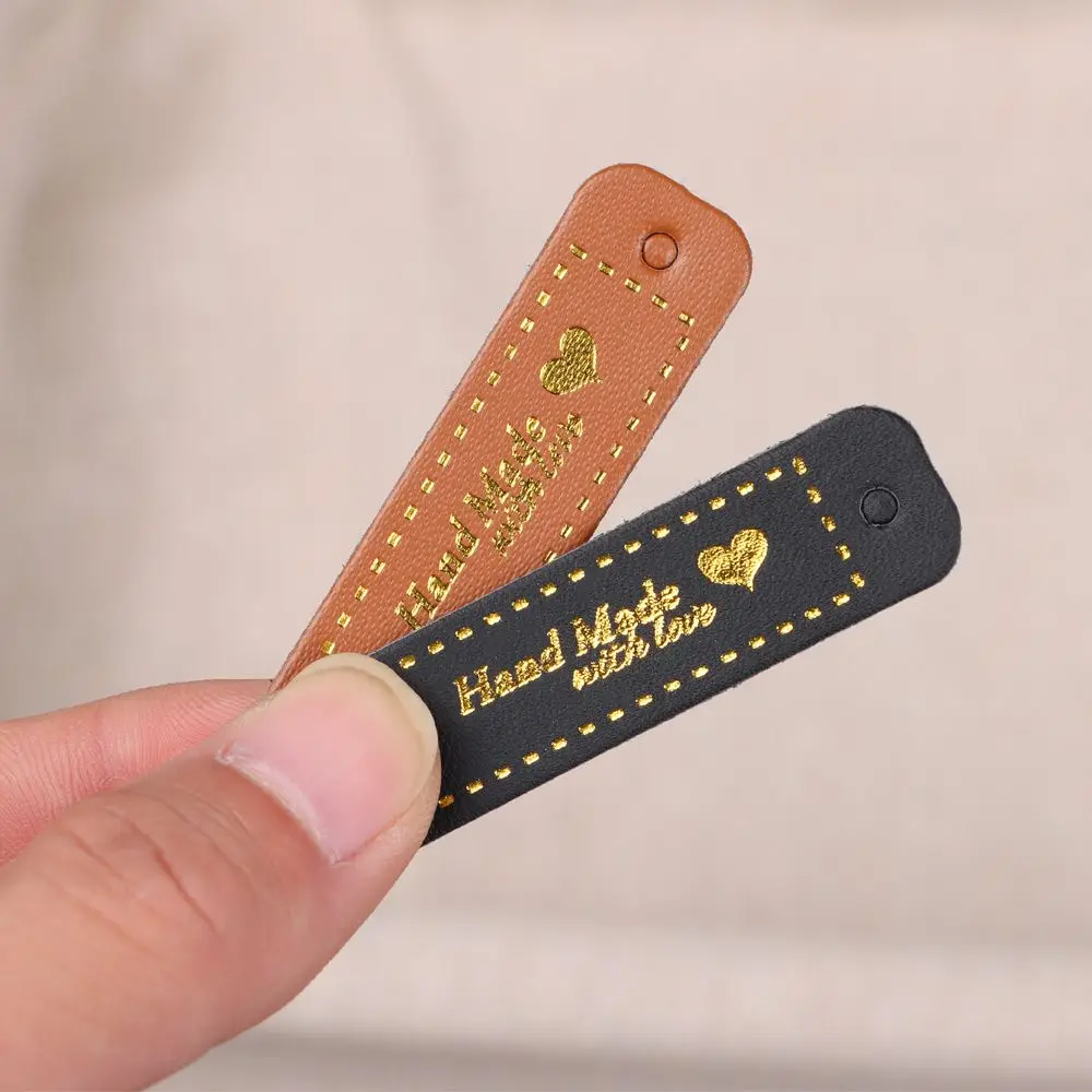 20PCS Hand Made With Love Bronzing Hand Made Tags Garment Leather Handmade Labels DIY Craft