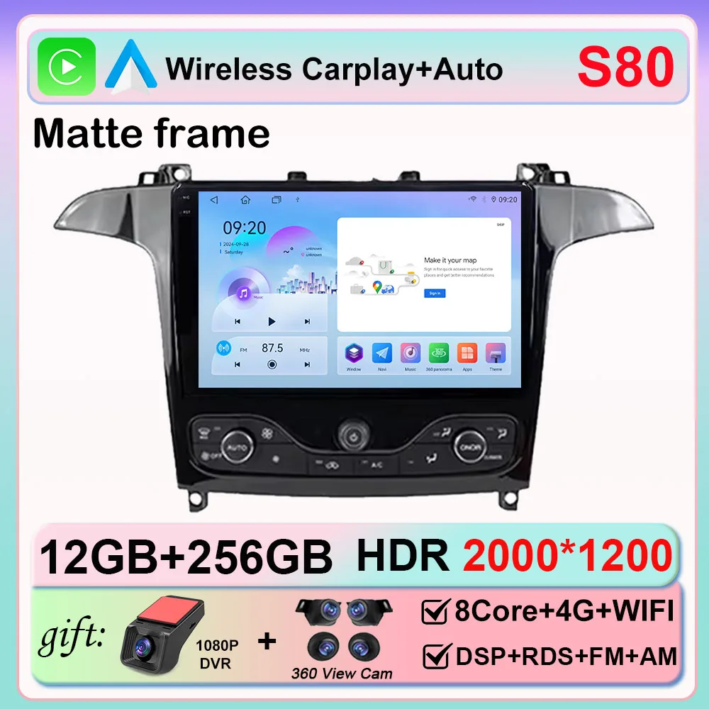 Android 16 Autoradio Voor Ford S Max S-MAX 2006-2015 Voor Ford Galaxy 2014 Carplay Multimedia Video speler navigatie GPS Geen 2din