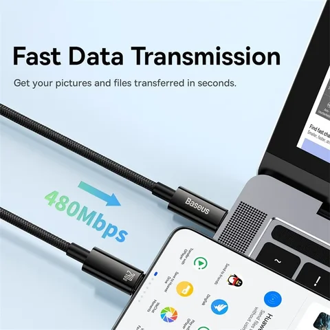 Кабель Baseus 240 Вт USB C для iPhone 17 16 15 Plus Pro Max Supercharge для Macbook Кабель для быстрого зарядного устройства типа C для xiaomi Samsung