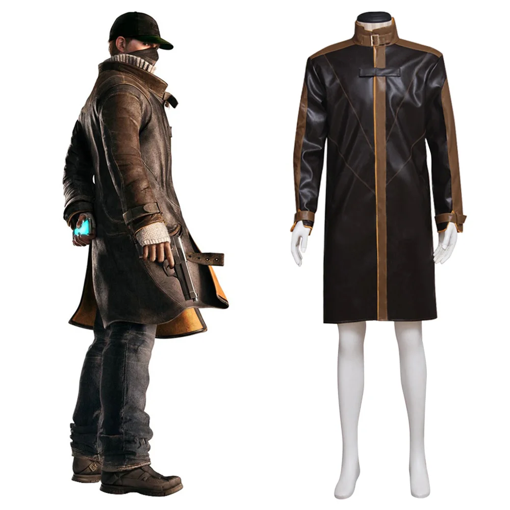 Gioco Aiden Pearce Costume Cosplay Uomo Cappotto uniforme Abiti da festa di Halloween