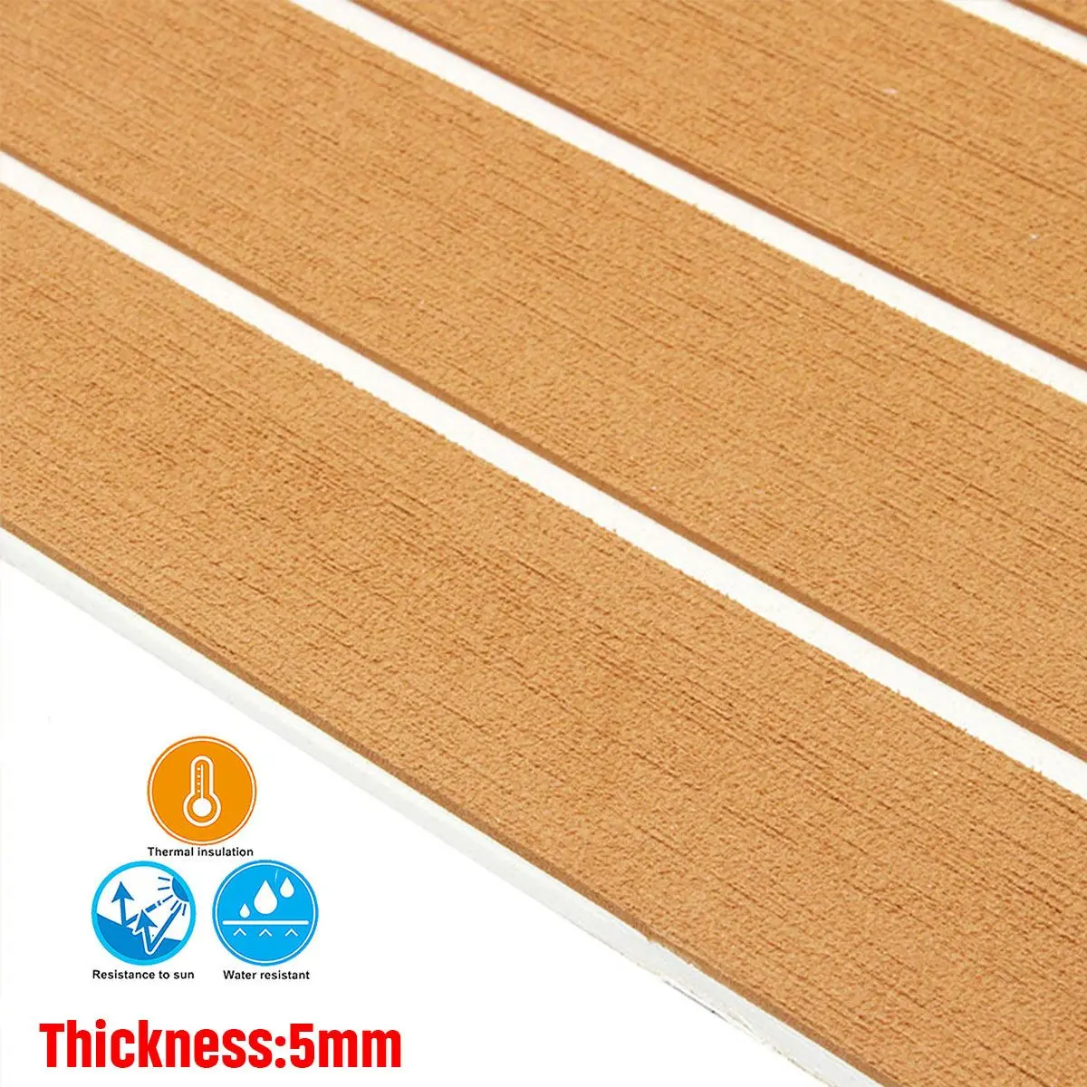 2400x600x5mm Samoprzylepna pianka Teak Decking EVA Foam Marine Flooring Faux Boat Decking Sheet Akcesoria Morskie Brązowy Biały