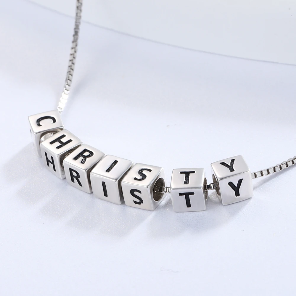 925 Sterling Silver Custom Name Necklace Personalize Pendant Jewelry Birthday Mothers Day Gifts for Women Mother Daughter Girls