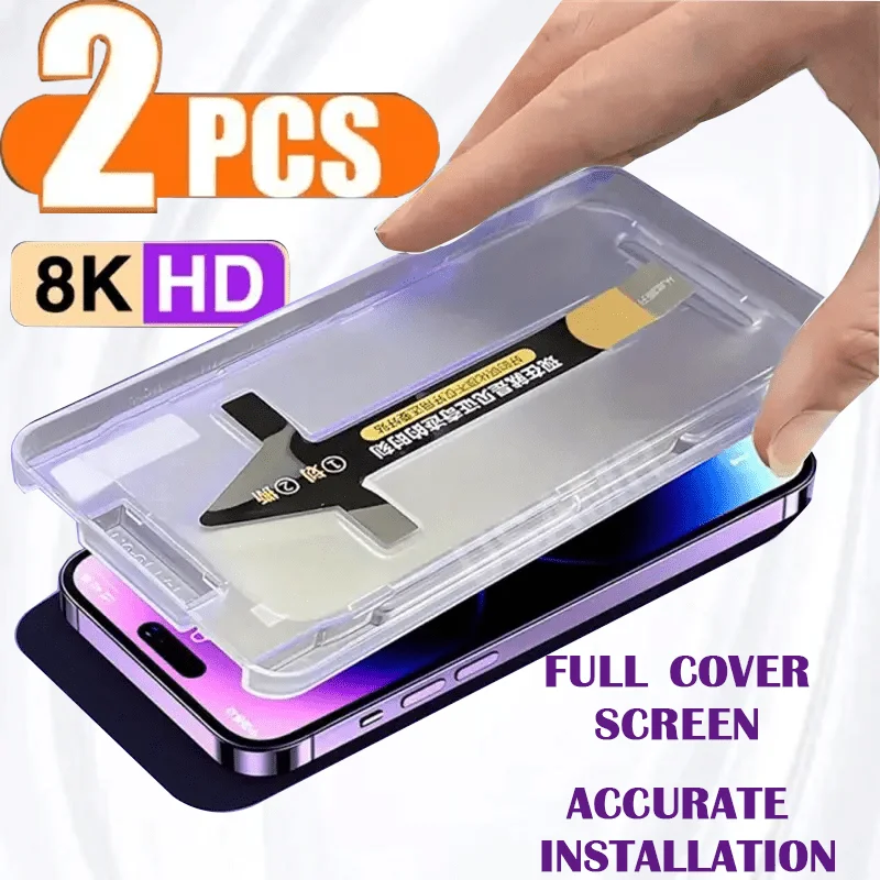 2pcs Screen Protector for iPhone 13 proMax Tempered Glass13pro 13 Dust-Free Application with Alignment Frame Full Coverage Film