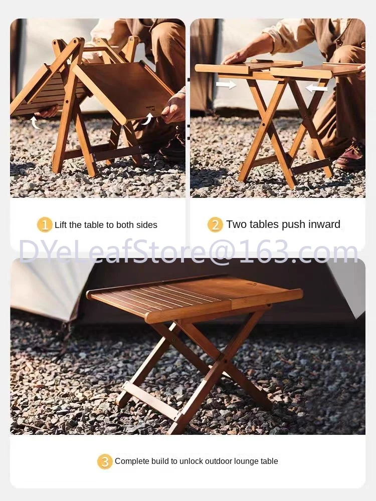 New IGT Bamboo Platform Table Portable Outdoor Camping Folding Table Picnic Barbecue Table