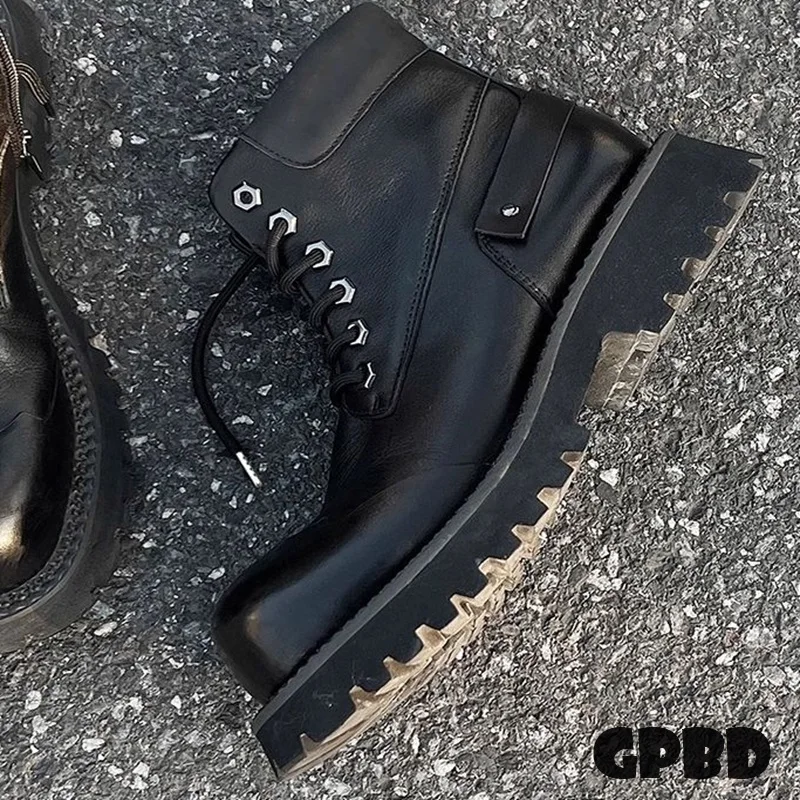 

GPBD Mountain Boot Outdoor Thick-soled Large Top High Rise Retro Style Men's Boots for Autumn 2025 Trend Model Derby Boots