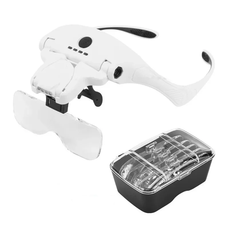 USB charging Magnifier Replaceable 1X 1.5X 2X 2.5X 3.5X LED Magnifying Glass Headband Reading Glasses Loupe