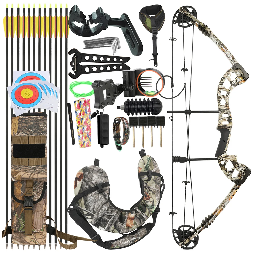 

30-55 LBS Pully Bow Compound Bow Fishing Arrow Kit 310FPS Let-off 70% Outdoor Hunting Shooting Beginners Outdoor Sports Hunter