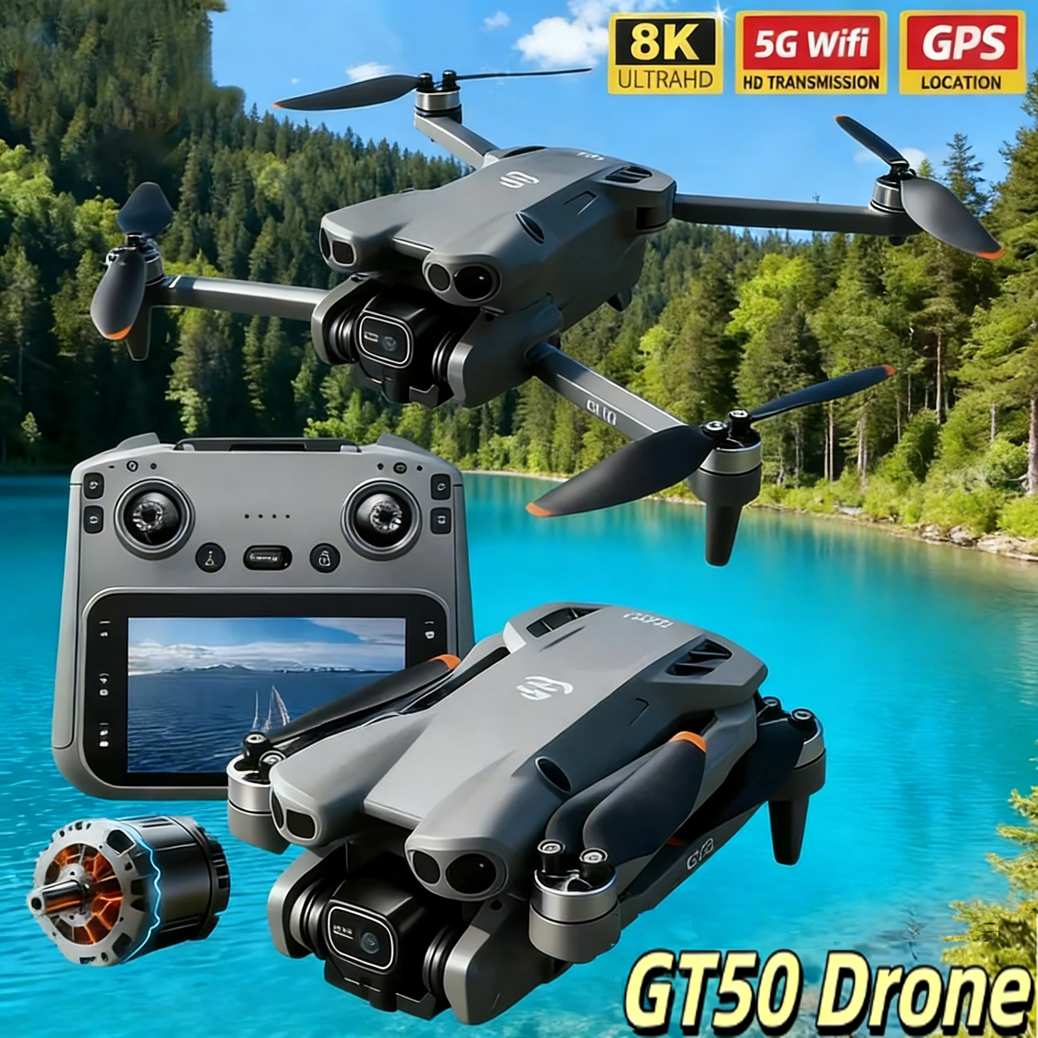

2026 Original Hot new GT50 Drone Dual Camera 8K Aerial Aircraft Obstacle Avoidance UAV Fixed GPS Remote Control Quadcopter Toys