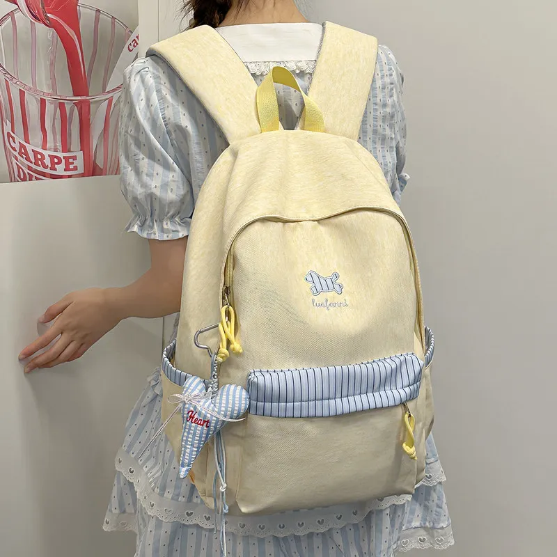New College-Style Backpack for Female Students, Large Capacity, Lightweight, Simple and Casual Backpack for Middle School, High