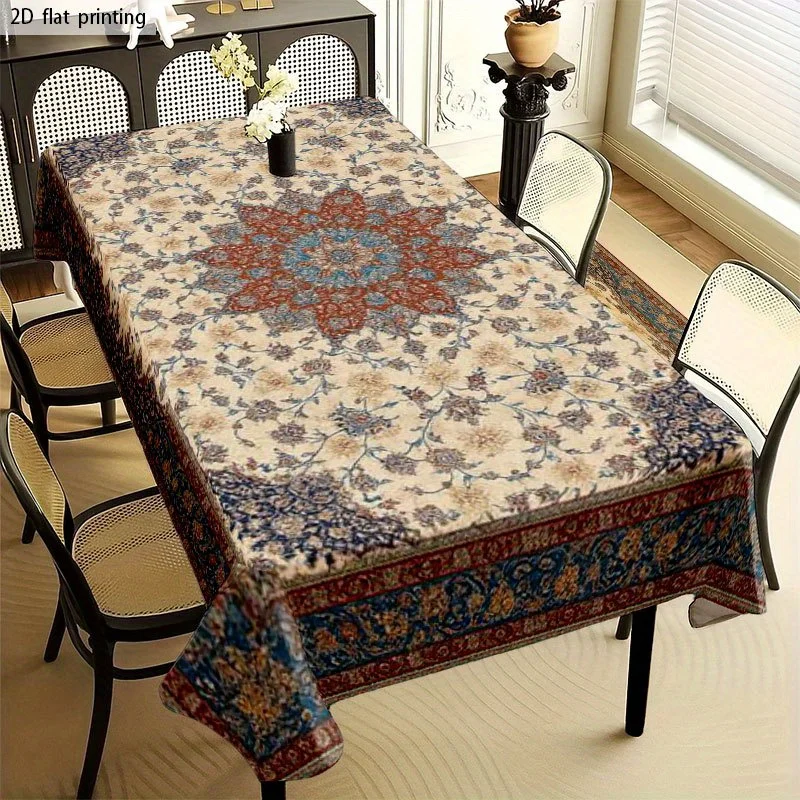 [JIT] 1pc Soft and fashionable 2D flat tablecloth. Washable and easy to clean. Persian-style floral pattern.zyc