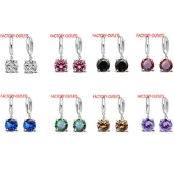 Fast Shipping Genuine 925 Sterling Silver Dangle Earrings CZ Crystal Big Round Earrings For Women Girls Gift Fashion Jewelry
