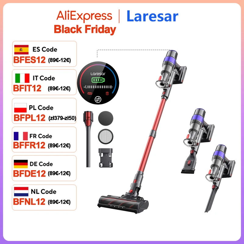 Laresar 48000pa 500W Cordless Vacuum Cleaner Elite 8 Car 60 Mins Home Appliance Wireless Removable Battery 2024 NEW Brushless mo