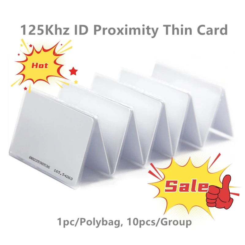 10P 125Khz White Full Panel Printable TK4100 EM4100 Read Only RFID Proximity ID Card Plastic blank Contactless clamshell access