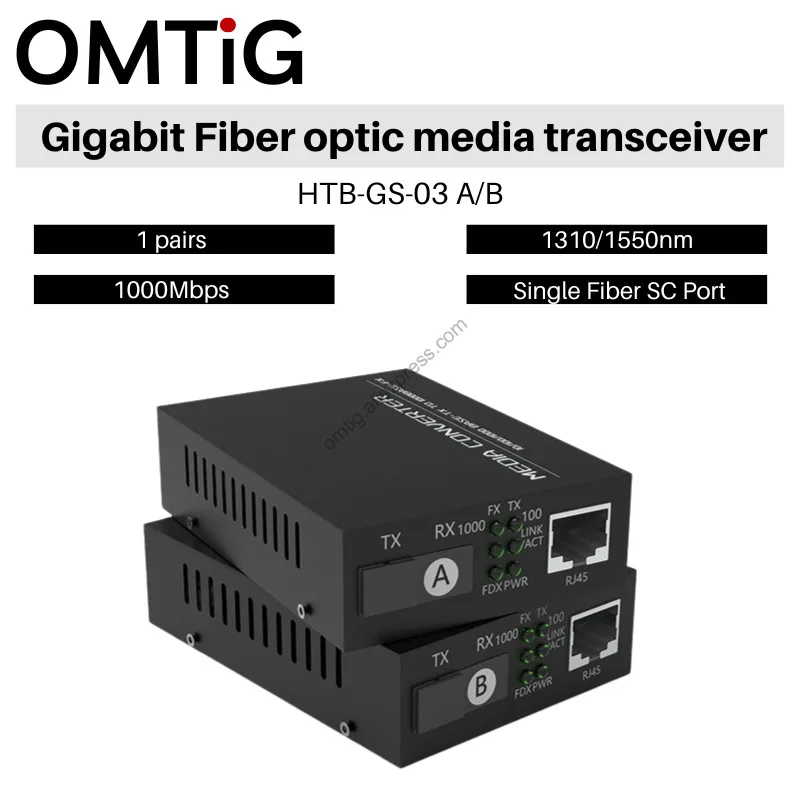 

1-5pair With Power HTB GS O3 1000mbps 25km Fast Gigabit Fiber Optical Media Converter Telecommunication 3 Years Support SC Port