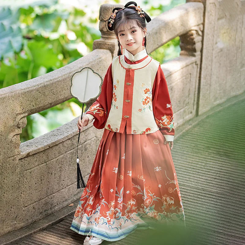 Costume de fée pour filles, robe de princesse de danse populaire traditionnelle chinoise, vêtements de Cosplay de fête pour enfants, broderie florale Hanfu