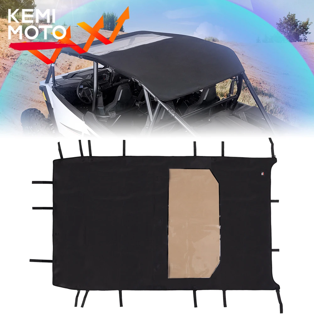 

KEMIMOTO UTV 1680D Oxford Fabric Waterproof Black Soft Roof Canvas Top Compatible with Polaris RZR XP 4 1000 2024 4-Seater