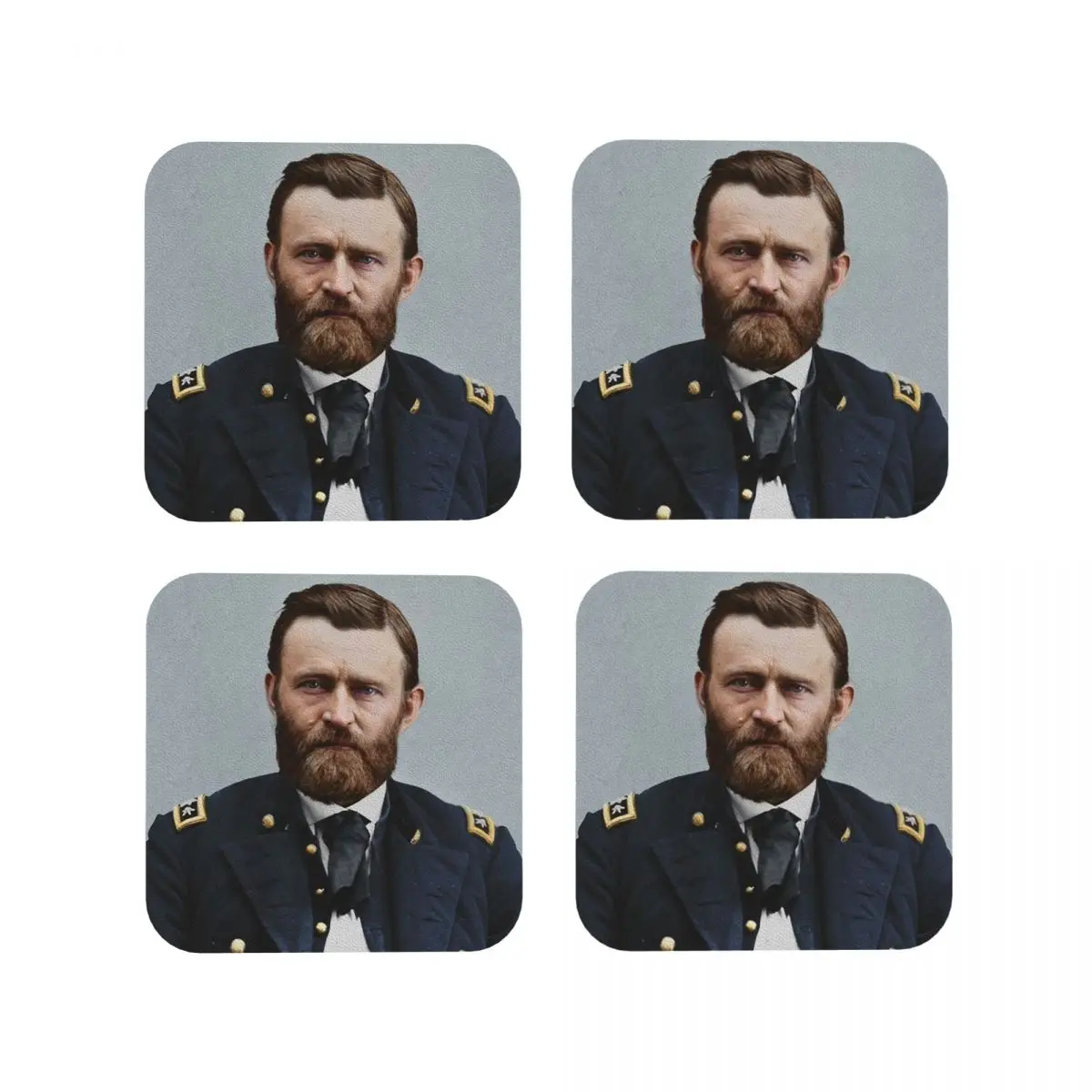 Ulysses S. Grant, 1865. Coasters Kitchen Placemats Waterproof Insulation Cup Coffee Mats For Decor Home Tableware Pads Set of 4