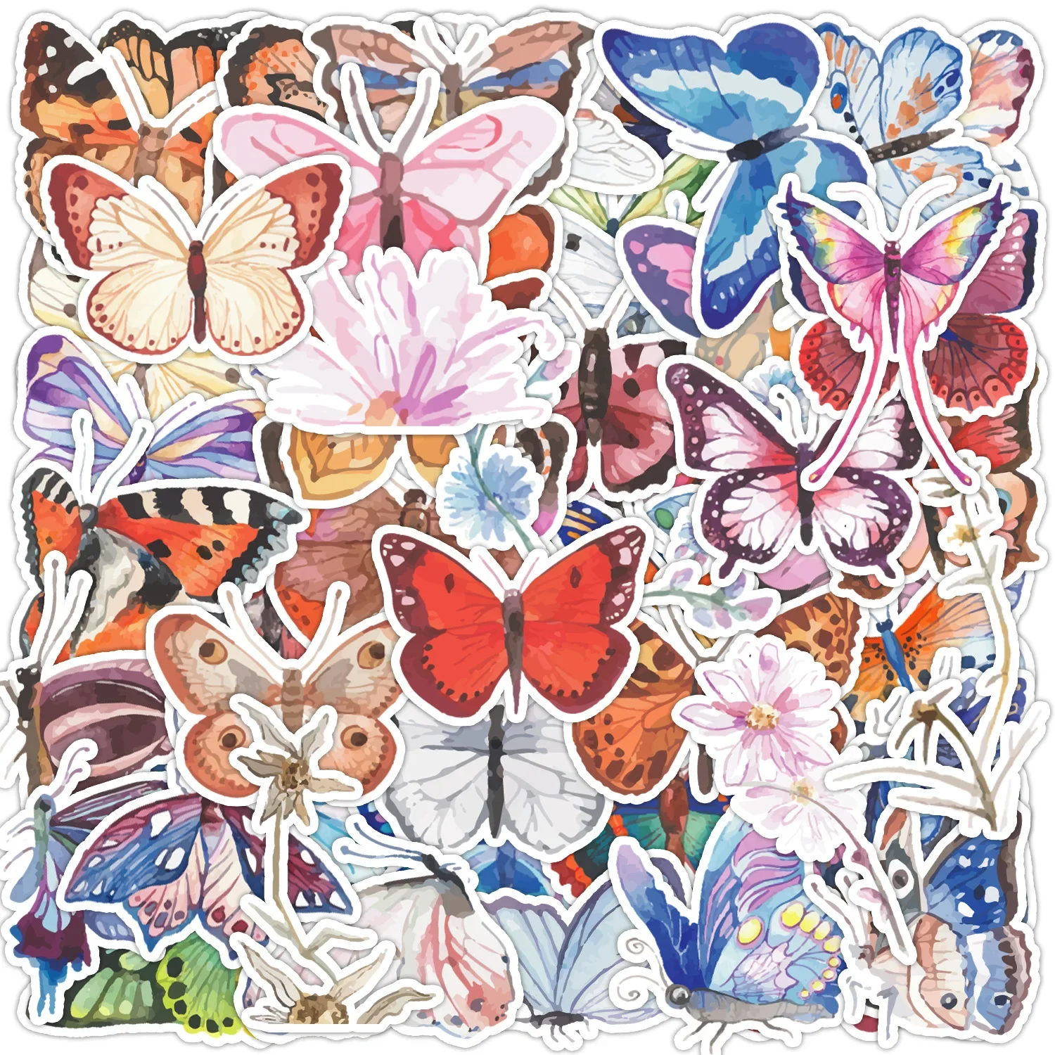 10/30/50Pcs Color Butterfly Waterproof Graffiti Sticker Aesthetic Decorative Luggage Laptop Phone Diary Scrapbook Kids Stickers