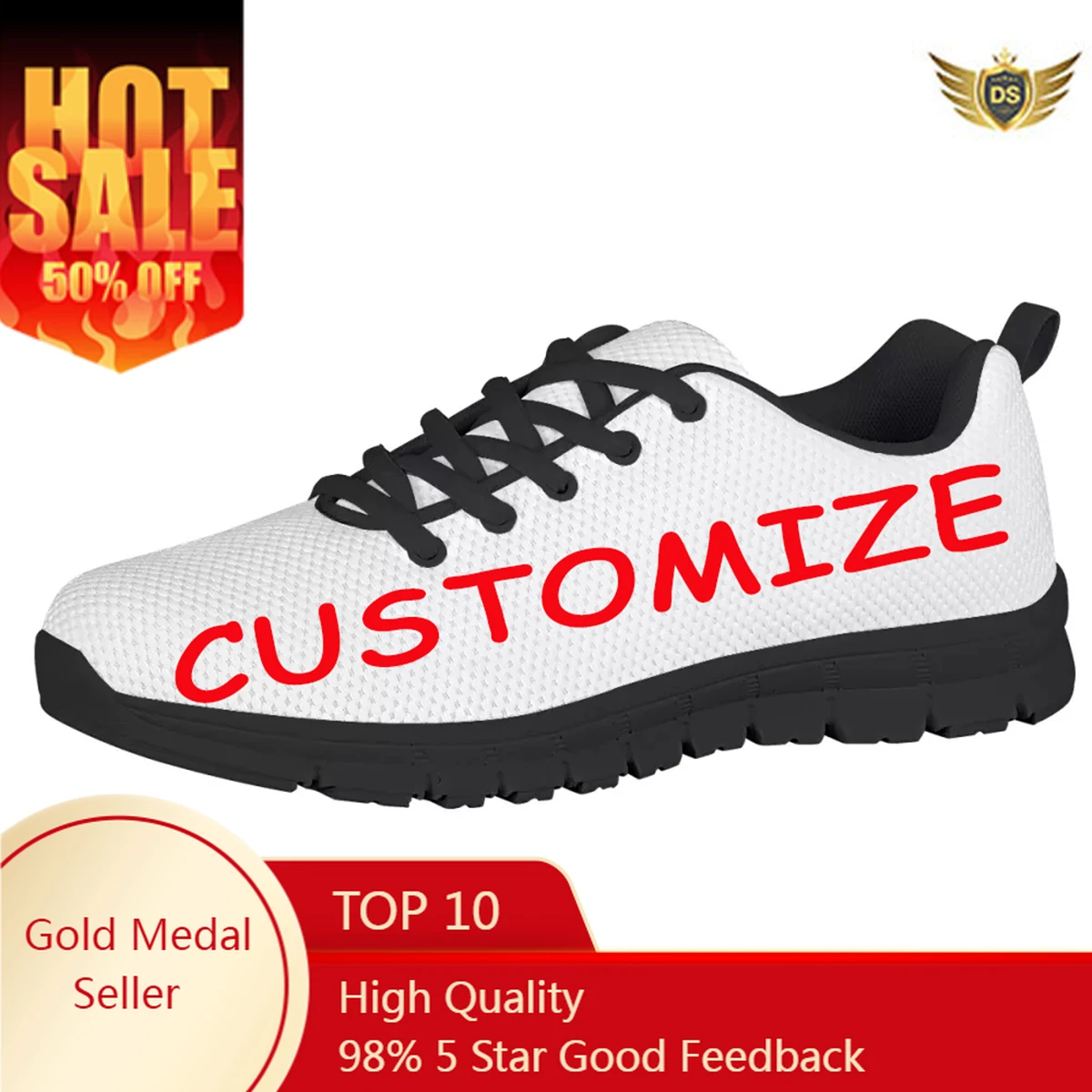 Custom Shoes Black Sole Flat Shoes For Women Customize Text/Logo Print On Demand Girls Casual City Running Shoes Lignt Sneakers