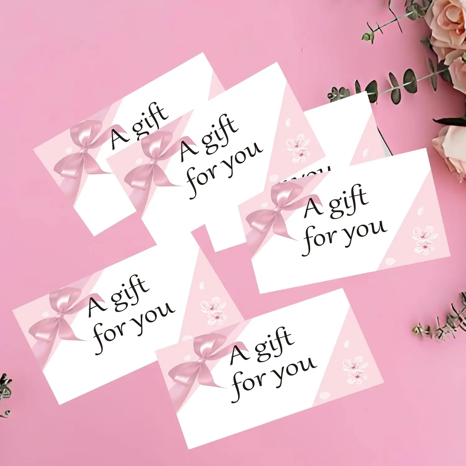 بطاقات شهادة هدايا مقاس 4 × 9 بوصة للعملاء 50 عبوة (وردي)