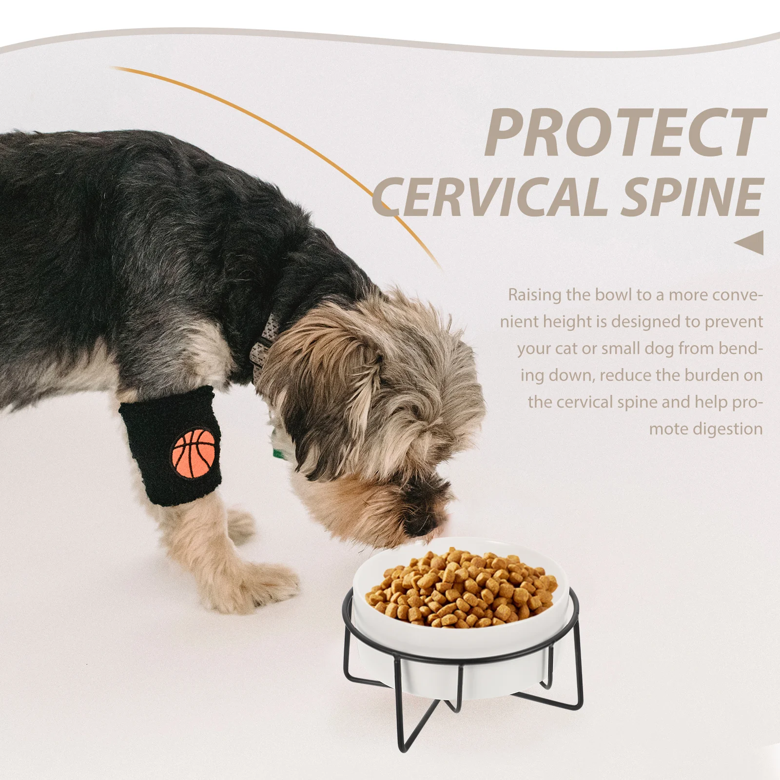 

1Set Metal Support Raised Cat Food Bowl Large Capacity Elevated Ceramic Puppy Feeding Bowl Neck Protection Pet Feed Tool