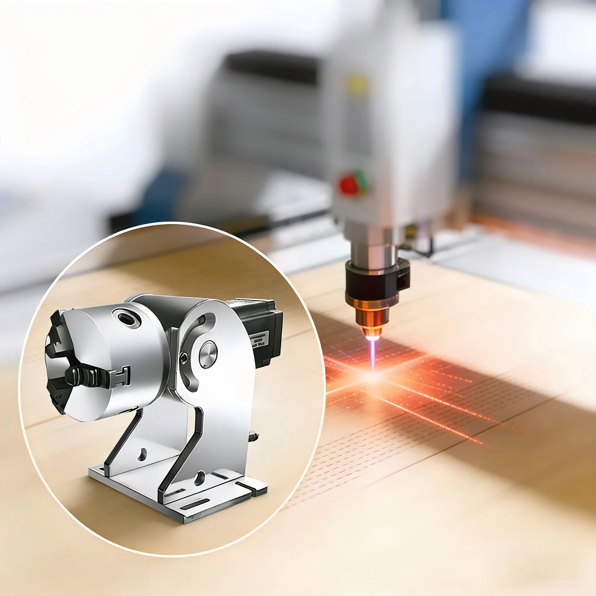 360° Laser Engraver Rotary Axis Laser Engraving Machine Fiber Laser Marking Machine 80mm Max Rotation Universal Accessories view 3