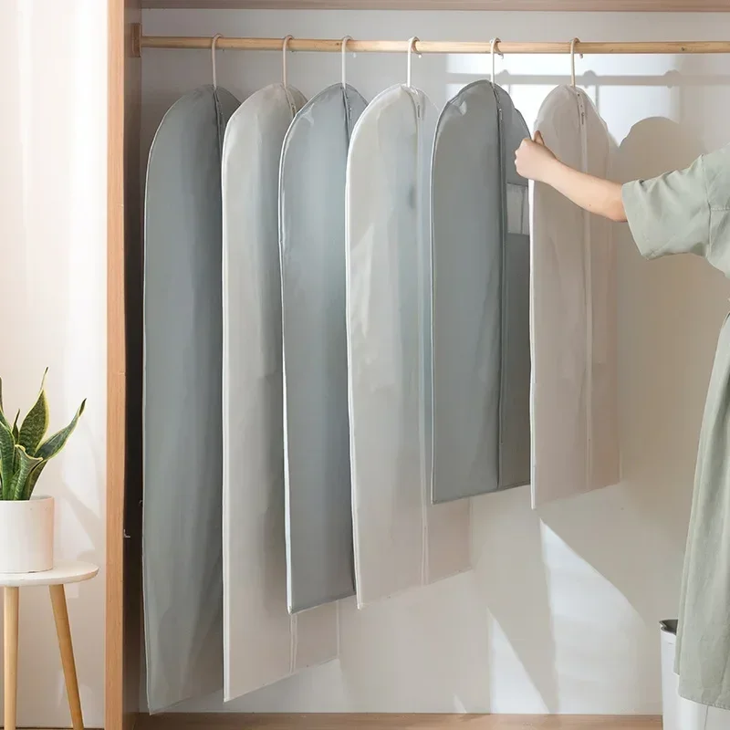 Dustproof Clothes Dust Cover Wardrobe Hanging Clothes Storage Bag Zipper Wedding Dress Garment Coat Suit Organizer Protecter