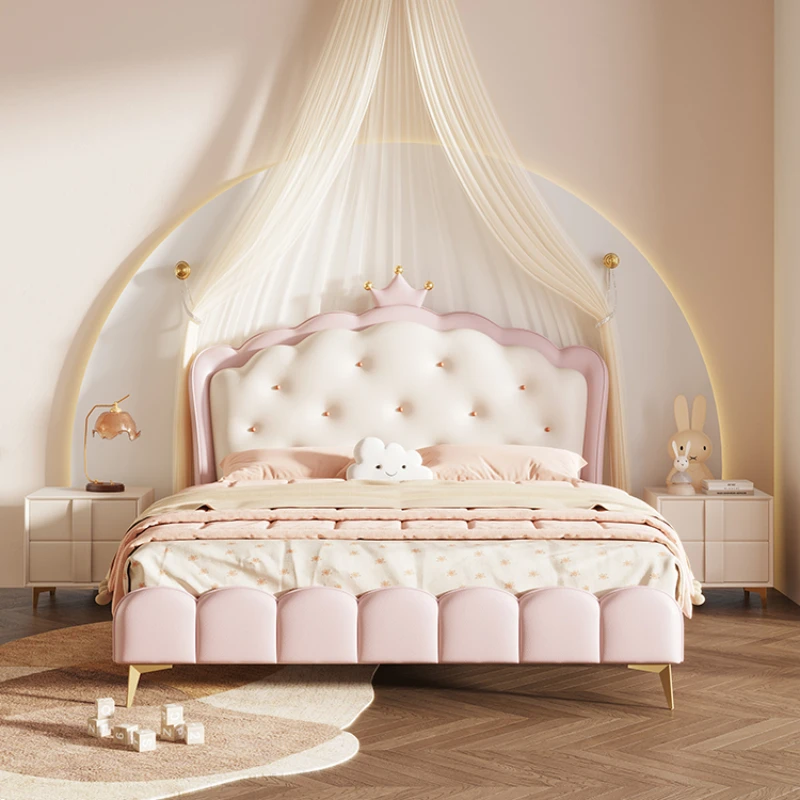 

Princess Pretty Childrens Bed Pink Modern Light Luxury Bed Loft Comferter Cama Infantil Bedroom Set Furniture