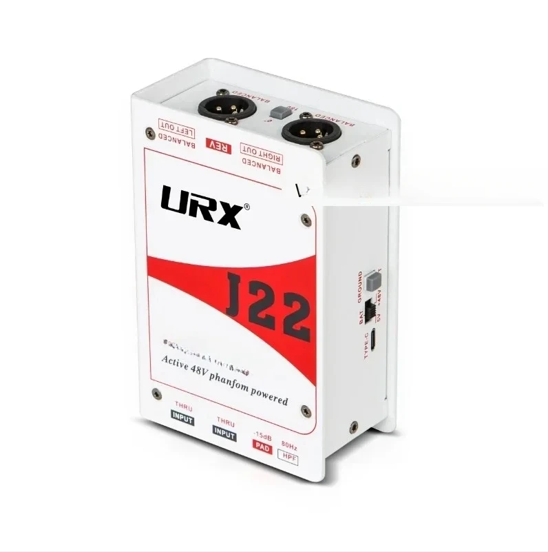 

URXJ 22 Professional Dual Channel Stereo 48V Phantom Power Supply Active Direct Junction audio DI Box 9V and 5V