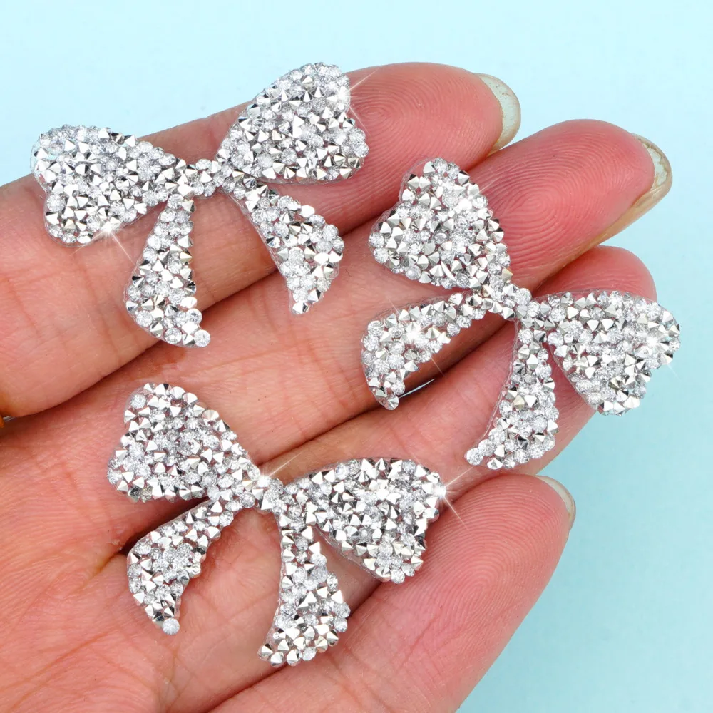 New Cartoon Shiny Bow Butterfly Iron On Crystal Sparkling Rhinestone Beads Patches Diy Appliques Back Glue Stickers For Shoes