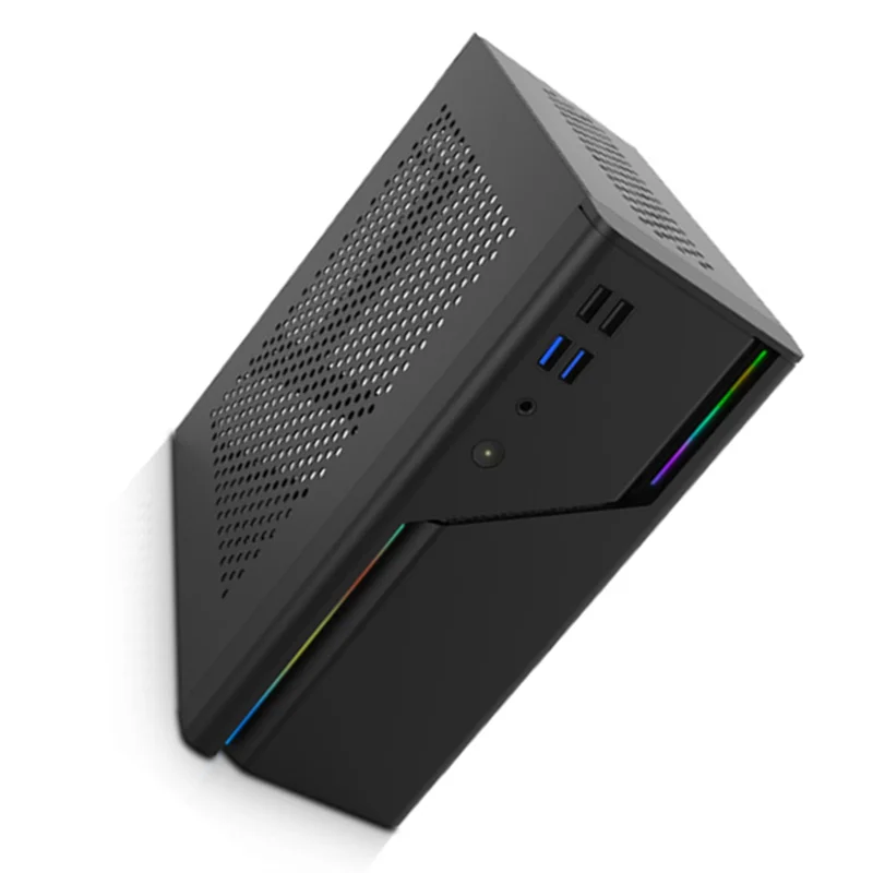 A09R Mini Computer Desktop Leeres Gehäuse 4USB Unterstützung Kleines 1U Netzteil Itx Hauptplatine 5V ARGB Panel