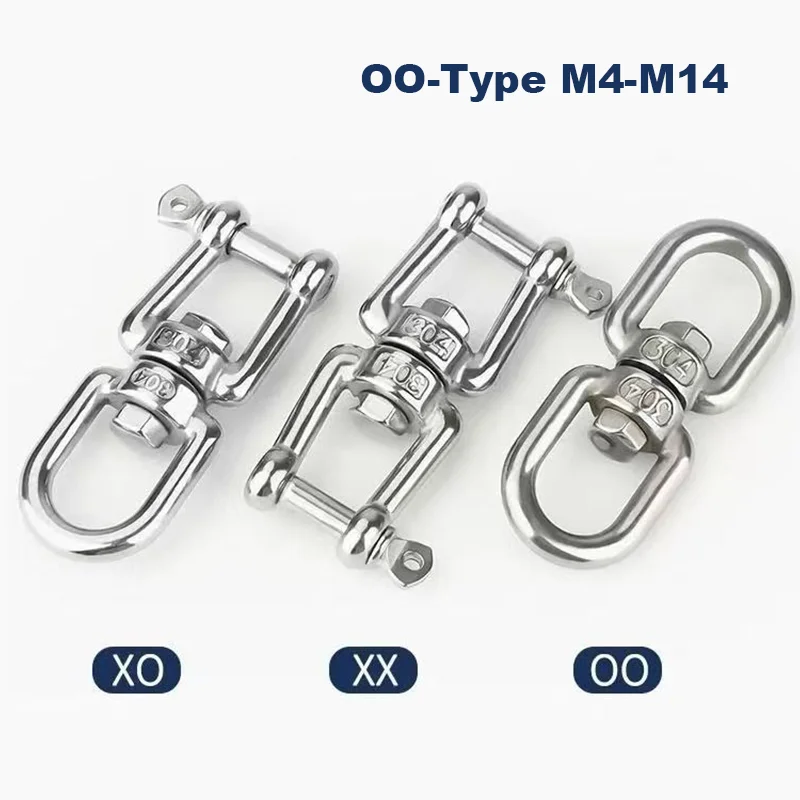 M4 M5 M6 M8 M10 M12 M14 304 Stainless Rotating Universal Ring 8 Shape Unloading Shackle Wire Rope Lock Chain Connecting Buckle