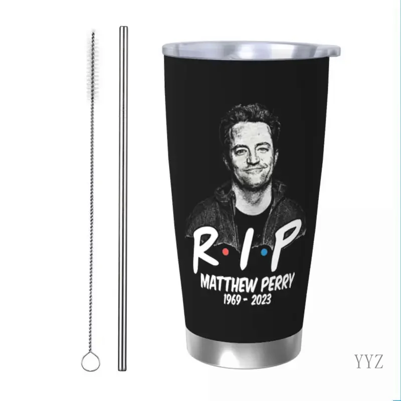 Retro Matthew Perry Rip Tumbler Vacuum Insulated Coffee Cups Vacuum Flask Office Home Mugs Hot Cold Drink, 20oz