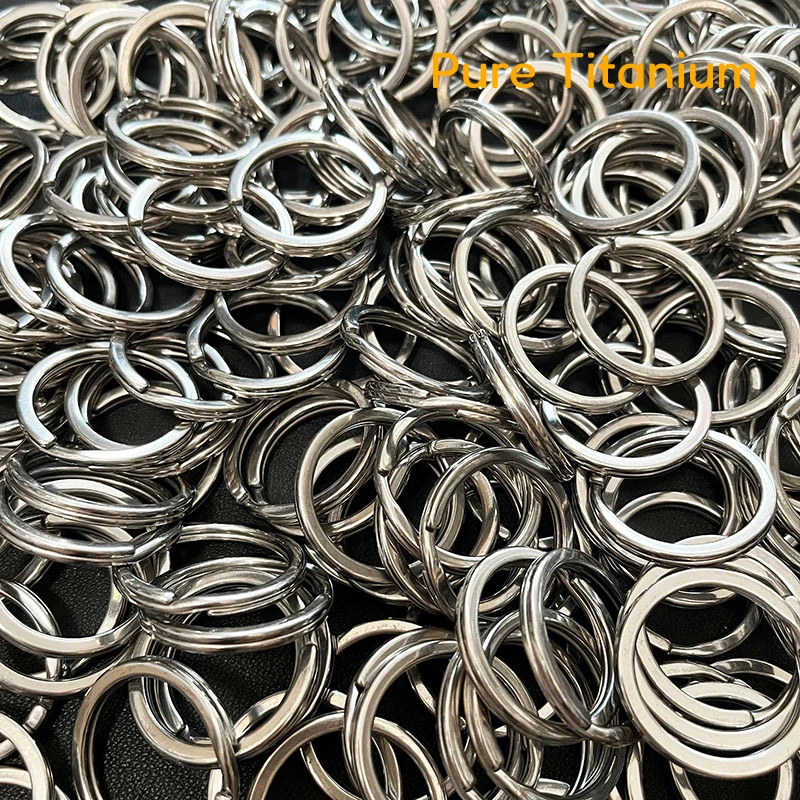 50PCS/Set Pure Titanium Key Ring Flat Ring 18/20/25/28/30/32mm Ring Hanging Pure Titanium Key Rings Elastic Car Key Accessories