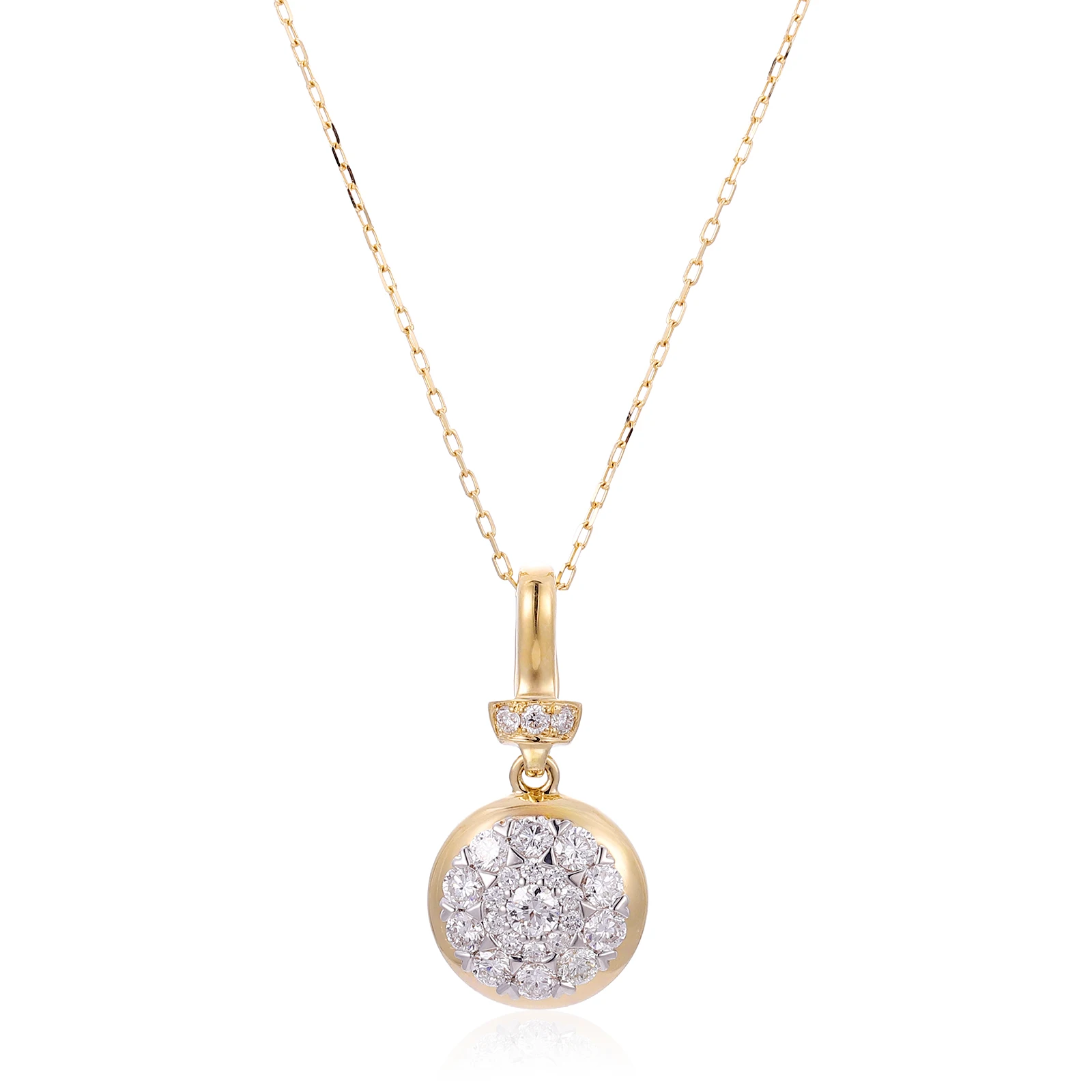 

Provence 18K Solid Gold Round Lab Grown Diamond Cluster Pendant Dainty Pave Set Charm for Women Pendant Chain NOT Included