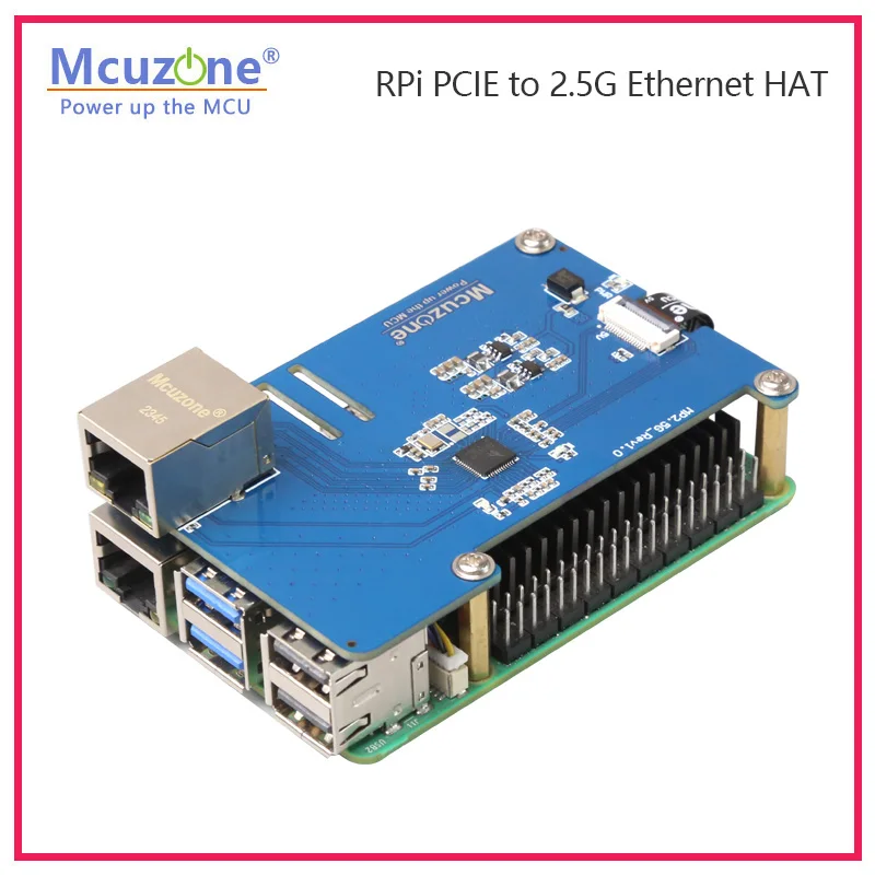 MP2.5G Raspberry Pi 5 PCIE a 2.5G Ethernet HAT,RTL8125,RPi OS senza driver