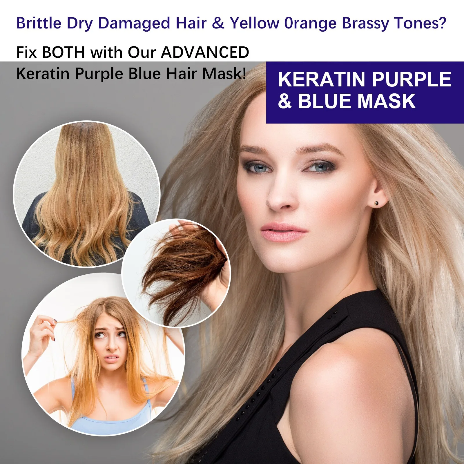 Keratin Purple Hair Mask Repairing Damage Frizzy Straightening Curly Hairs Nourish Frizz Treatment Professional Hair Mask