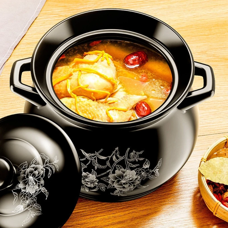 

Stock Pots Large Ceramic Clay Pot Stew Soup Pot Gas Stove Safe High Temperature Resistant Earthenware Casserole Home Kitchen