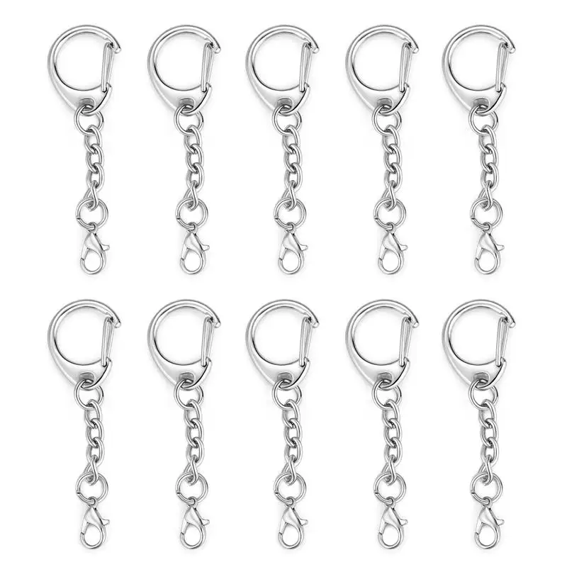 5/10pcs Lobster Clasp Key Ring 45-60mm Chain C shape Clasps Connector Hook for DIY Jewelry Making Findings Key Chain Accessories